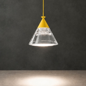 Lampada a sospensione moderna conica giallo girasole per cucina led 7w cct 3000k 4000k