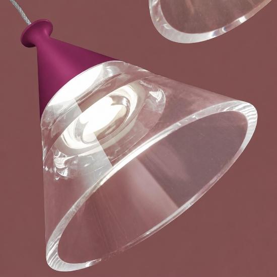 Lampada a sospensione conica moderna magenta per cucina led 7w cct 3000k 4000k