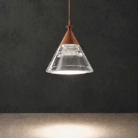 Lampada a sospensione conica rame opaco per cucina led 7w cct 3000k 4000k