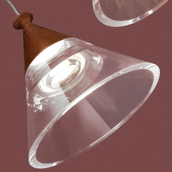 Lampada a sospensione conica rame opaco per cucina led 7w cct 3000k 4000k