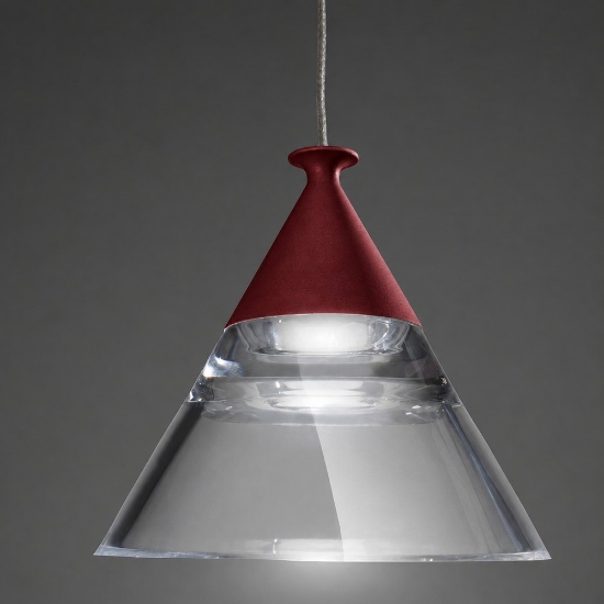 Lampada a sospensione conica moderna bordeaux per cucina led 7w cct 3000k 4000k