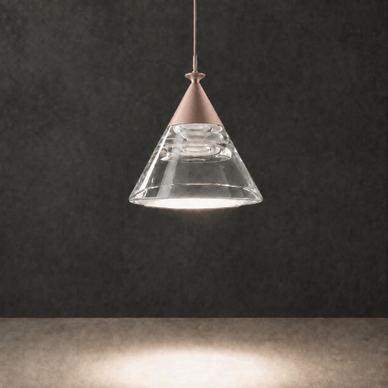 Lampada a sospensione conica moderna oro rosato per cucina led 7w cct 3000k 4000k