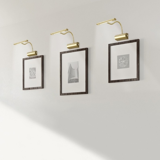 Applique da parete per quadro ottone satinato led 4w 3000k 18cm