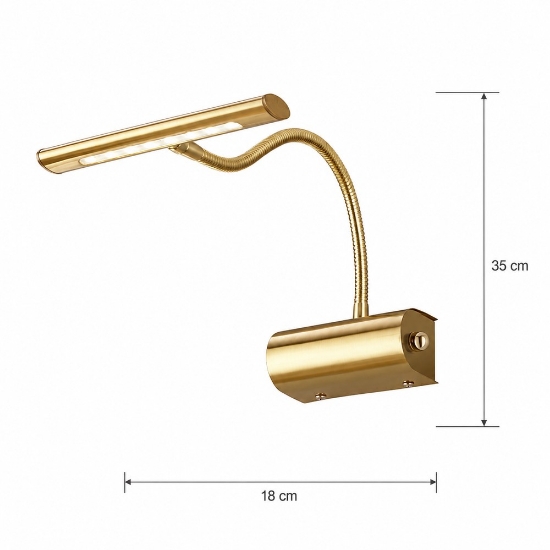 Applique da parete per quadro ottone satinato led 4w 3000k 18cm