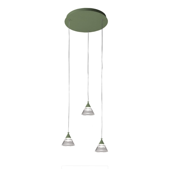 Lampadario a sospensione conico moderno verde oliva per cucina led 21w cct 3000k 4000k