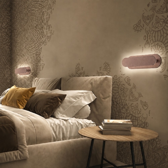 Applique da parete moderna oro rosato led 28w cct 3000k 4000k