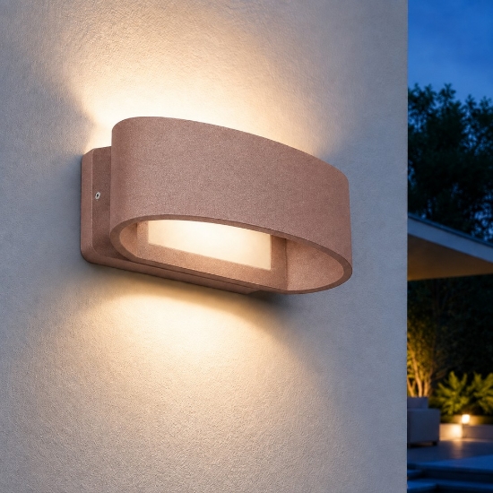 Applique da esterno moderna oro rosato led 12w 3000k ip65