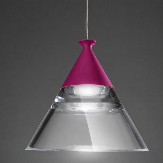 Lampadario a sospensione conico moderno magenta per cucina led 21w cct 3000k 4000k