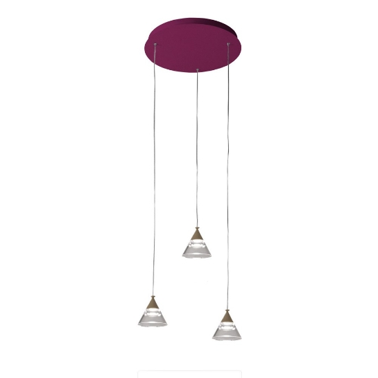 Lampadario a sospensione conico moderno magenta per cucina led 21w cct 3000k 4000k