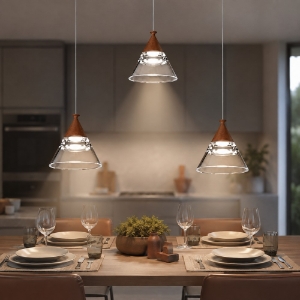 Lampadario a sospensione conico moderno rame opaco per cucina led 21w cct 3000k 4000k