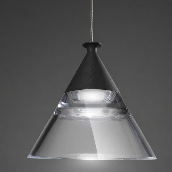 Lampadario a sospensione moderno per cucina conico nero led 21w cct 3000k 4000k