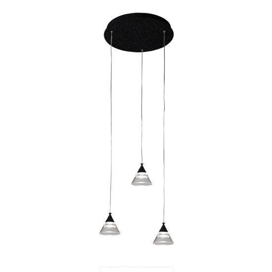 Lampadario a sospensione moderno per cucina conico nero led 21w cct 3000k 4000k
