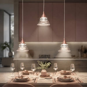 Lampadario a sospensione conica moderno pesca per cucina led 21w cct 3000k 4000k