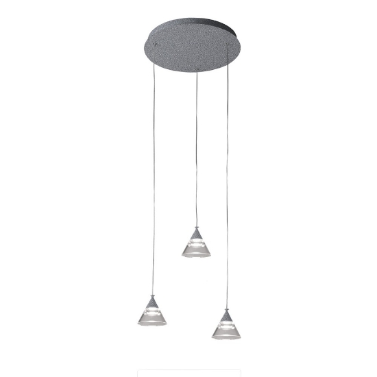 Lampadario a sospensione conico moderno grigio perla per cucina led 21w cct 3000k 4000k