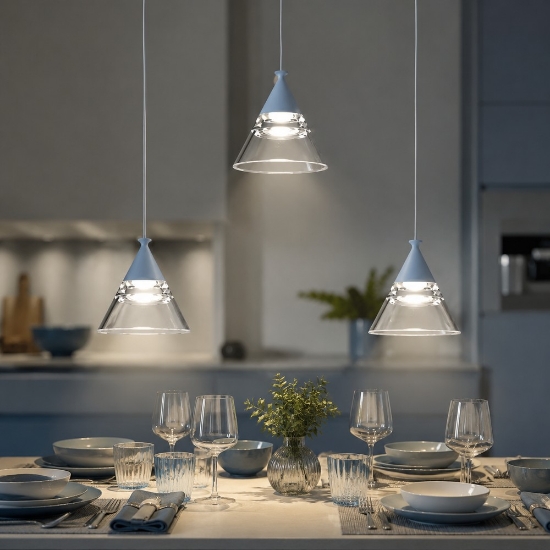 Lampadario a sospensione conico moderno carta da zucchero per cucina led 21w cct 3000k 4000k