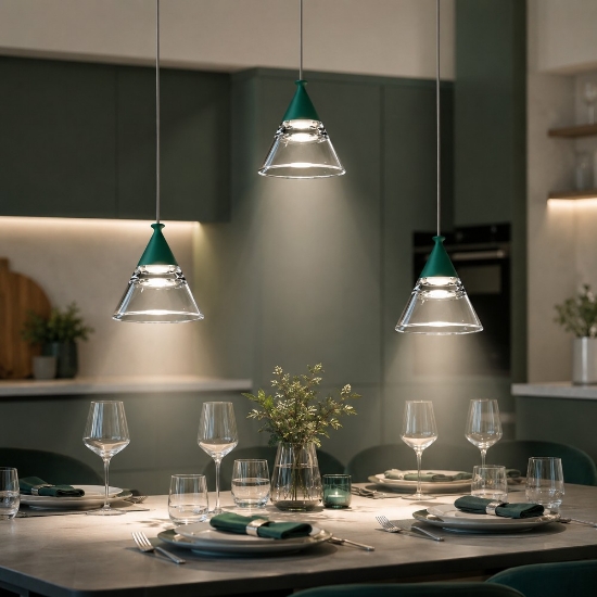 Lampadario a sospensione verde bosco per cucina led 21w cct 3000k 4000k