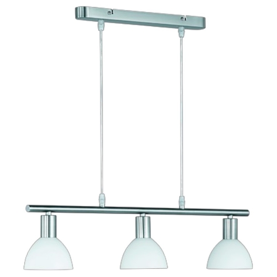 Lampadario a sospensione barra nichel opaco con 3 luci per cucina