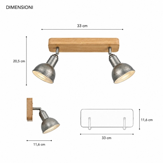 Plafoniera con iaretto cupola nichel anticato legno e14