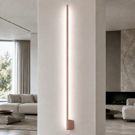 Applique bacchetta oro rosato led 28w cct 3000k 4500k 6500k design moderna