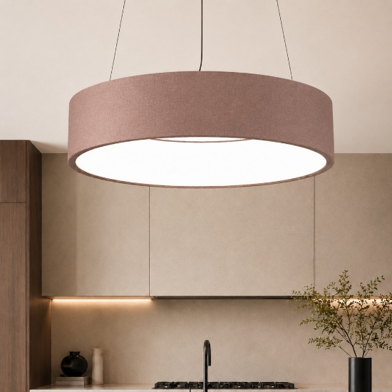 Lampadario 45 cm a sospensione moderna oro rosato anello led 27w cct 3000k 4000k