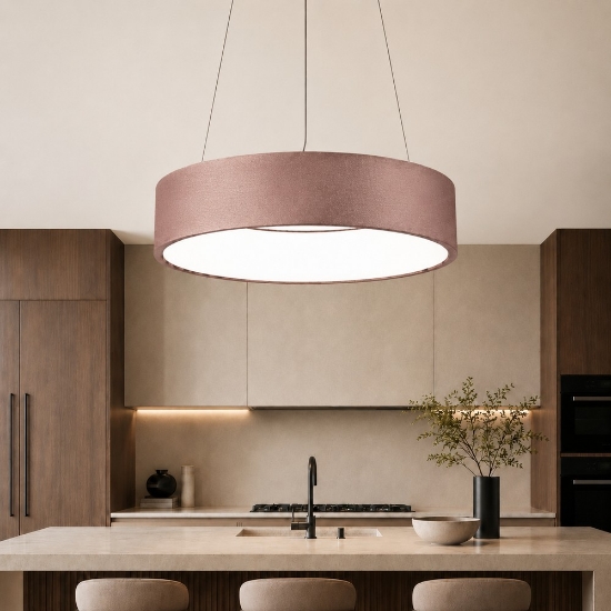 Lampadario 45 cm a sospensione moderna oro rosato anello led 27w cct 3000k 4000k