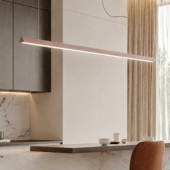 Lampadario a sospensione per cucina moderno led 40w cct 3000k 6000k oro rosato 120cm