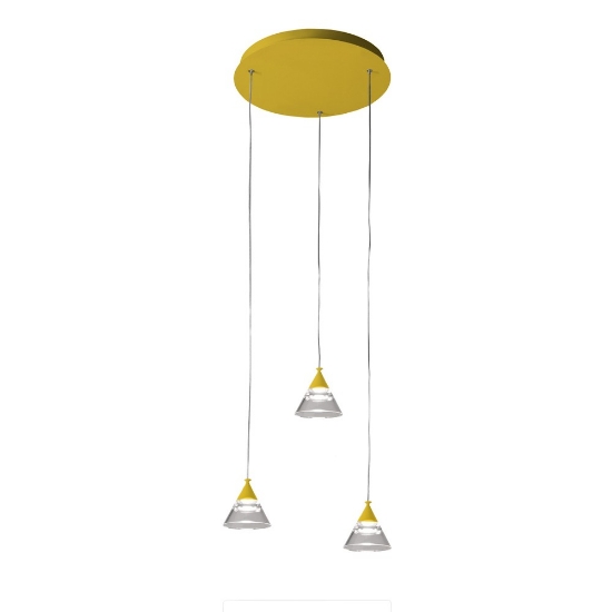 Lampadario a sospensione conico moderno giallo per cucina led 21w cct 3000k 4000k