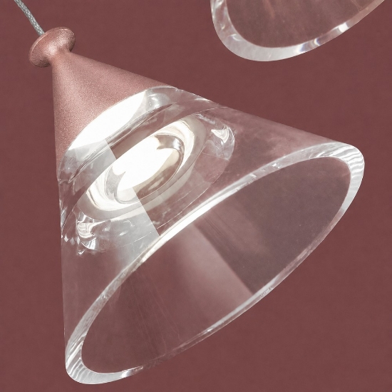 Lampadario a sospensione conico moderno oro rosato per cucina led 21w cct 3000k 4000k