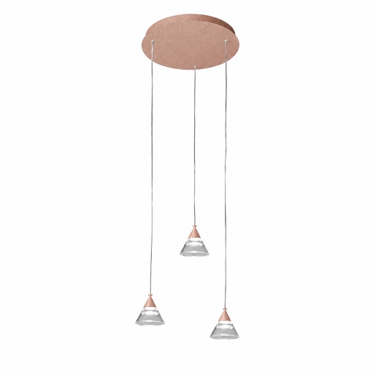 Lampadario a sospensione conico moderno oro rosato per cucina led 21w cct 3000k 4000k