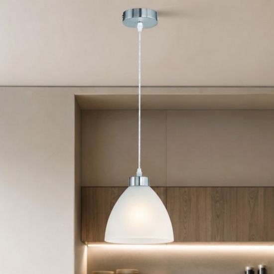 Lampada a sospensione da cucina cupola nichel opaco