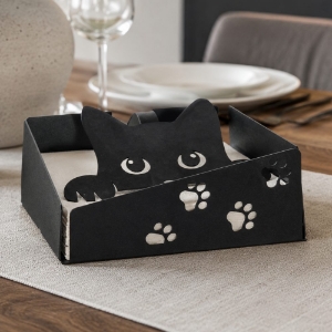 Portatovaglioli centrotavola moderno gatto nero