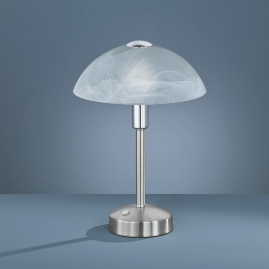 Abat jour da comodino nichel opaco vetro led 3000k dimmerabile