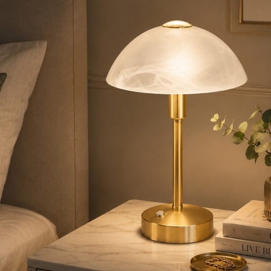 Lampada da comodino abat-jour ottone satinato led 4w 3000k