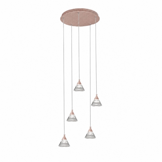 Lampadario a sospensione conico moderno oro rosato led 35w cct 3000k 4000k
