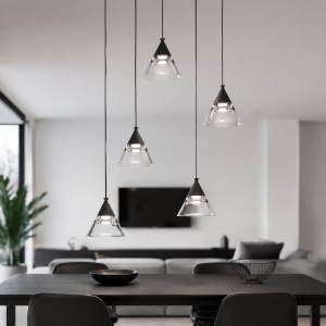 Lampadario a sospensione moderno conici nero led 35w cct 3000k 4000k
