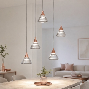 Lampadario a sospensione pesca led 35w cct 3000k 4000k con 5 luci