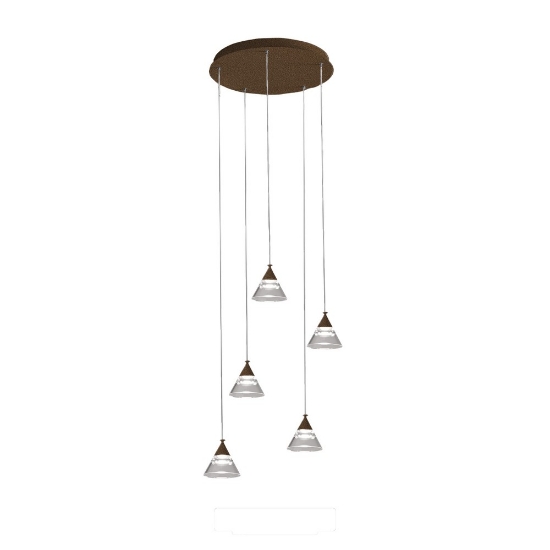 Lampadario a sospensione moderno ruggine led 35w cct 3000k 4000k con 5 luci