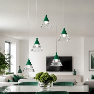 Lampadario a sospensione moderno verde bosco led 35w cct 3000k 4000k