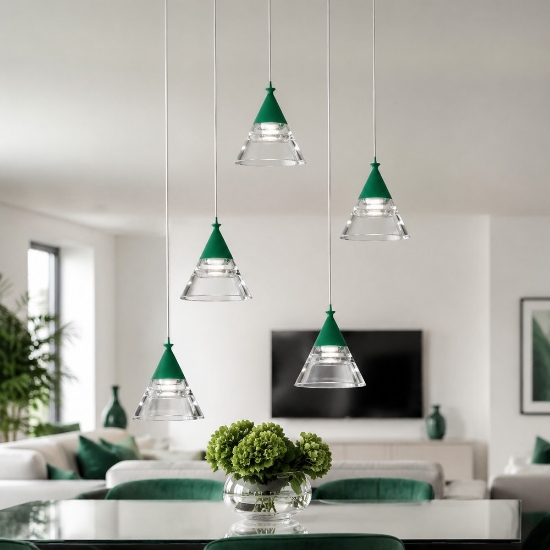 Lampadario a sospensione moderno verde bosco led 35w cct 3000k 4000k