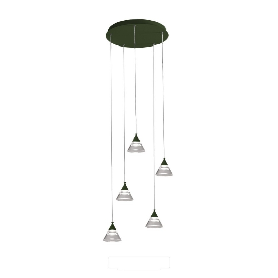 Lampadario a sospensione verde oliva led 35w cct 3000k 4000k con 5 luci
