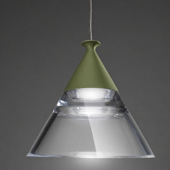 Lampadario a sospensione moderno conica verde salvia led 35w cct 3000k 4000k