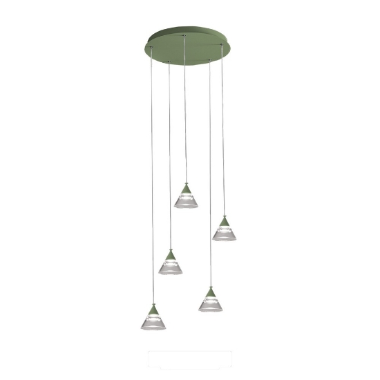 Lampadario a sospensione moderno conica verde salvia led 35w cct 3000k 4000k