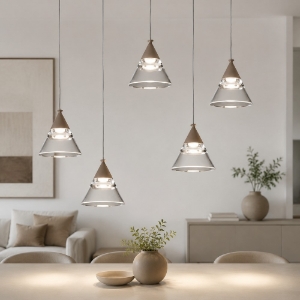 Lampadario a sospensione moderno conica sabbia led 35w cct 3000k 4000k