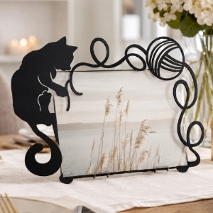 Cornice portafoto moderno gatto nero design rettangolare