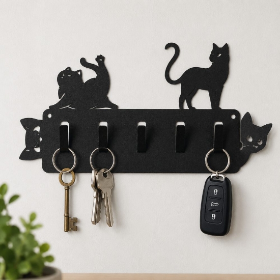Portachiavi moderno nero da ingresso design gatto