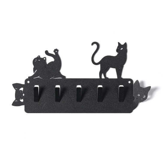 Portachiavi moderno nero da ingresso design gatto