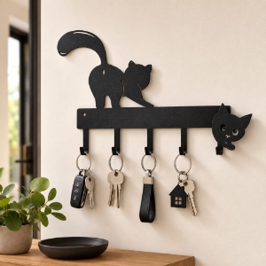 Portachiavi da parete moderno design gatto nero