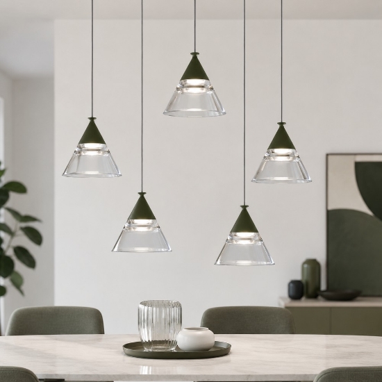 Lampadario a sospensione moderno conici antracite led 35w cct 3000k 4000k