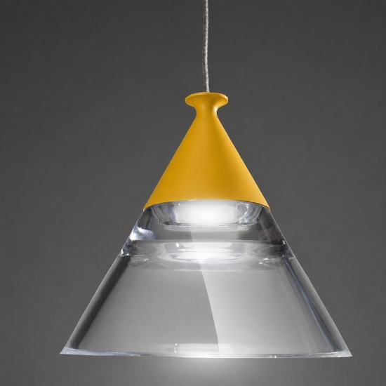 Lampadario a sospensione moderno conica giallo led 35w cct 3000k 4000k