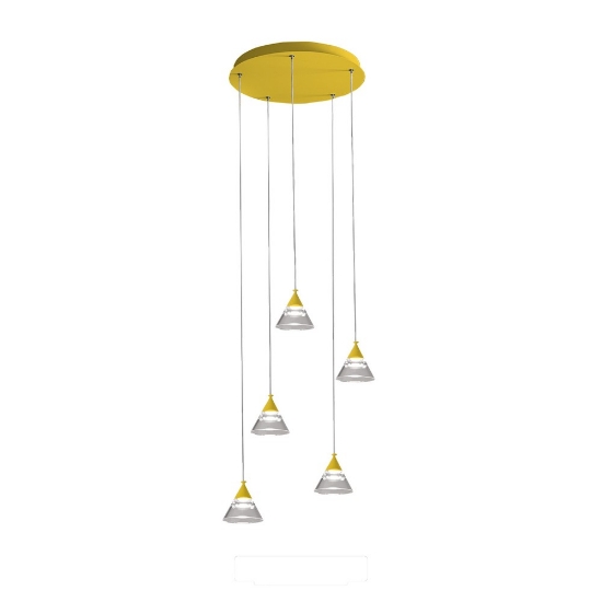 Lampadario a sospensione moderno conica giallo led 35w cct 3000k 4000k